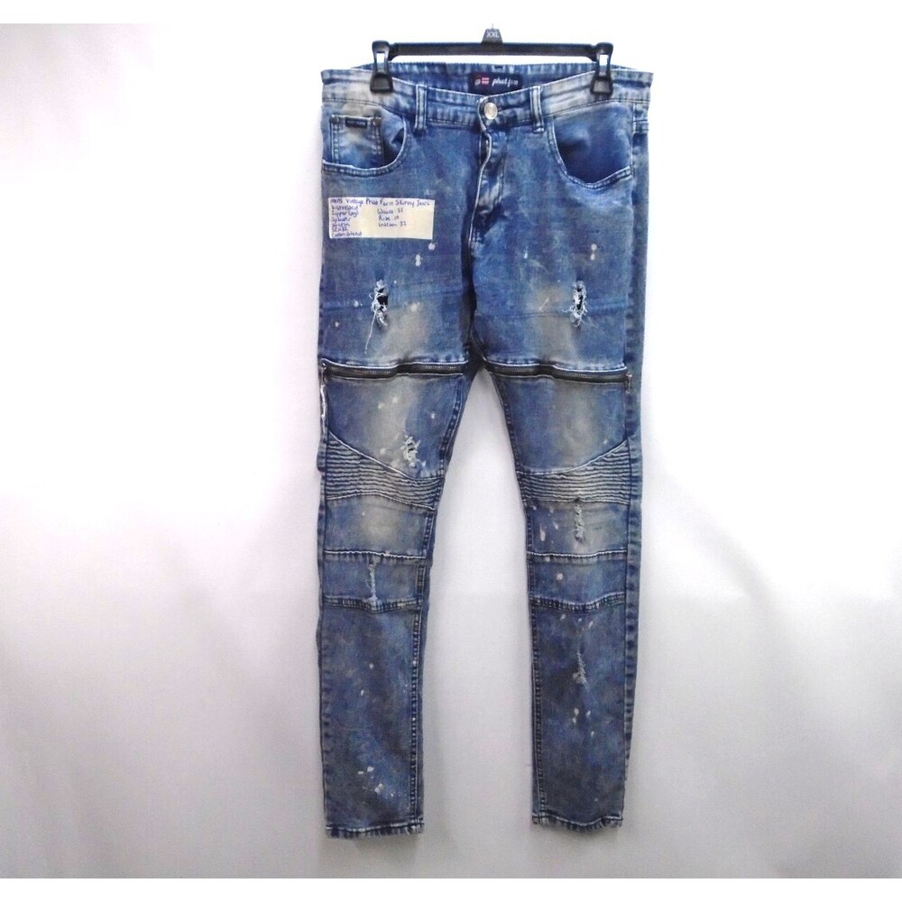 Phat Farm Streetwear Denim Stretch Men's Jeans Size 32 x32 Slim Fit Acid Moto